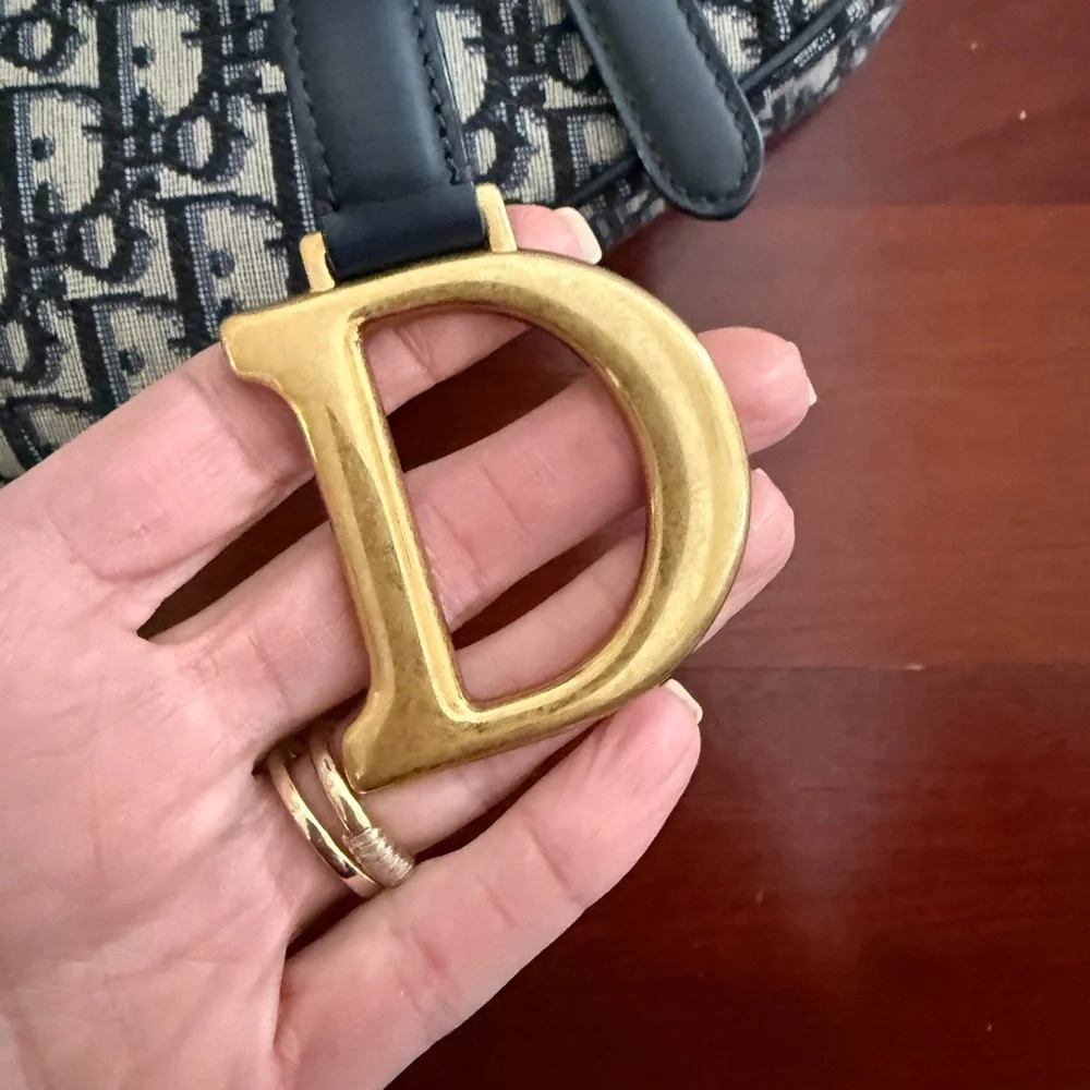 Christian Dior Saddle Bag – Oblique Canvas with Gold Hardware + Logo Strap - Picture 5 of 14